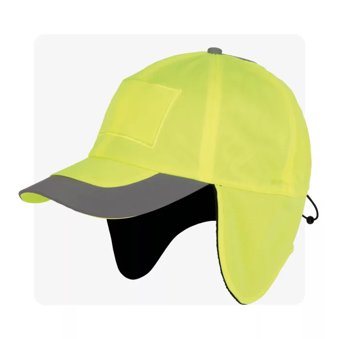 Téli neon sapka fényvisszaverő elemmel és fülvédővel