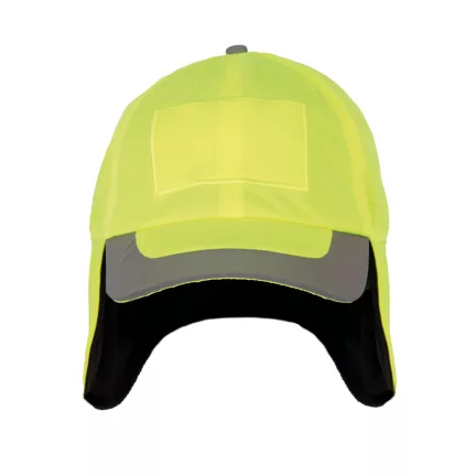 Téli neon sapka fényvisszaverő elemmel és fülvédővel