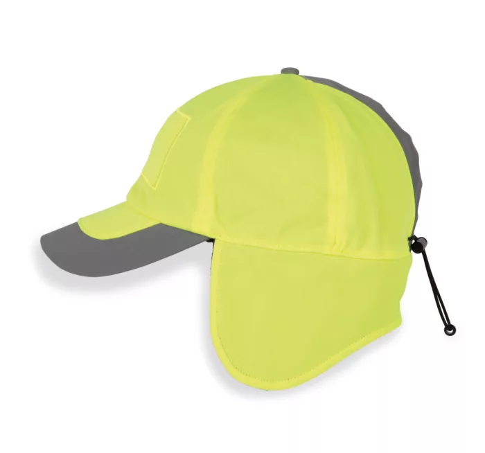 Téli neon sapka fényvisszaverő elemmel és fülvédővel